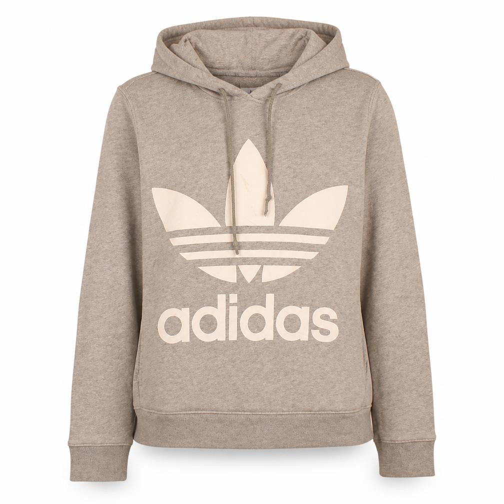 Front view of Adidas women’s grey hooded pullover sweatshirt uk 10