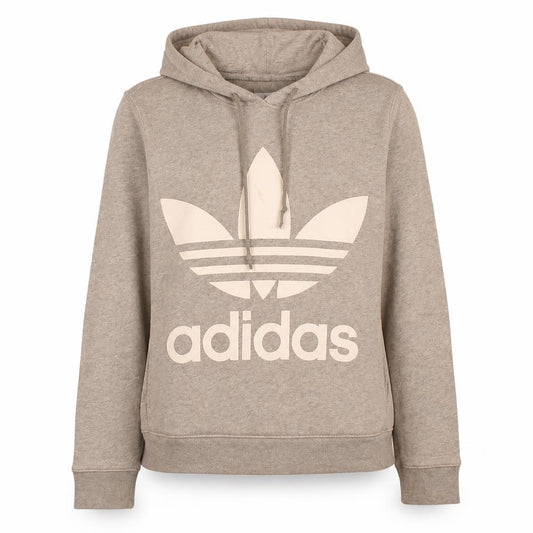Front view of Adidas women’s grey hooded pullover sweatshirt uk 10