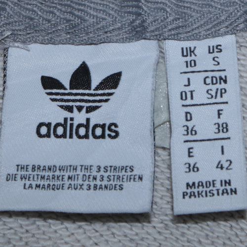 Adidas Womens Grey Hooded Pullover Sweatshirt UK 10