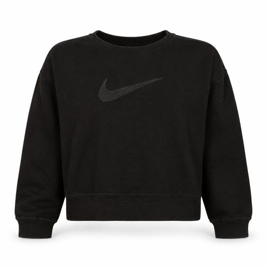 Front view of Nike Women's Black Small Crew Neck Pullover Sweatshirt