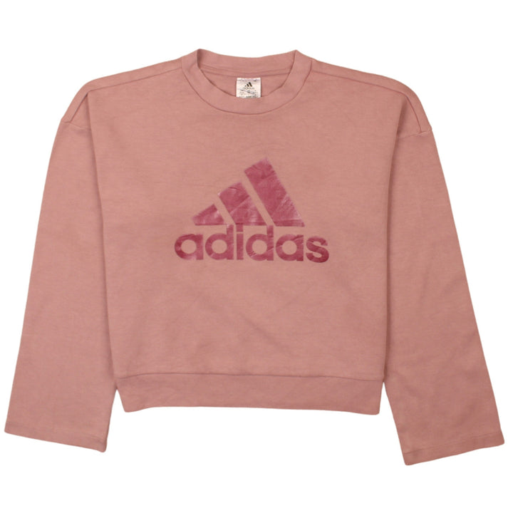 Adidas Womens Pink Logo Crew Neck Pullover Sweatshirt XS