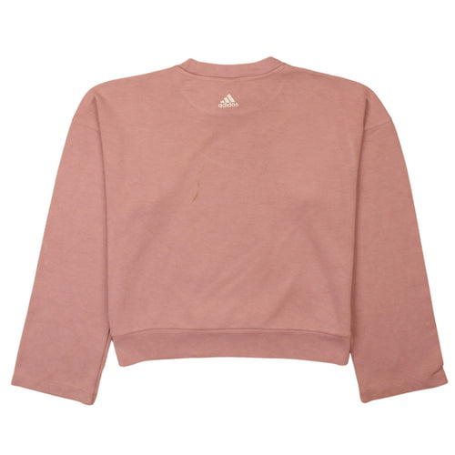 Adidas Womens Pink Logo Crew Neck Pullover Sweatshirt XS