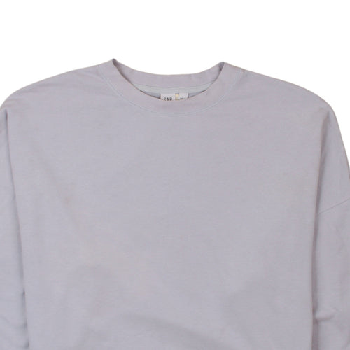 GAP Women Light Grey Cotton Crew Neck Pullover Sweatshirt L