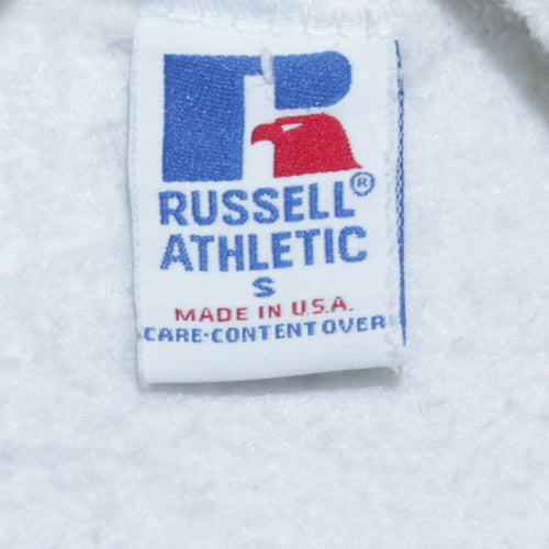 Russell Athletic Women White Christmas Santa Print Pullover Sweatshirt S