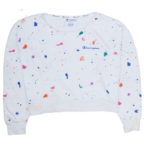 Champion Women's White Multicoloured Paint Splatter Pullover Sweatshirt Size S