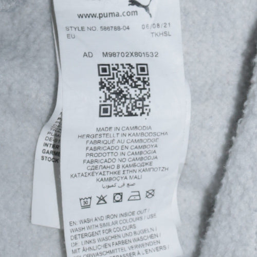 Puma Men's Grey Pullover Hoodie Medium Regular Fit Sportswear