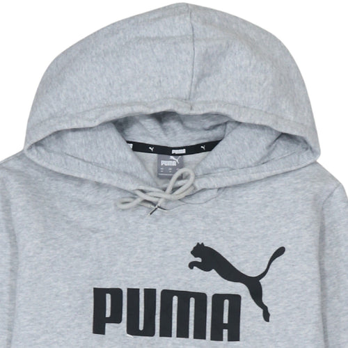 Puma Men's Grey Pullover Hoodie Medium Regular Fit Sportswear