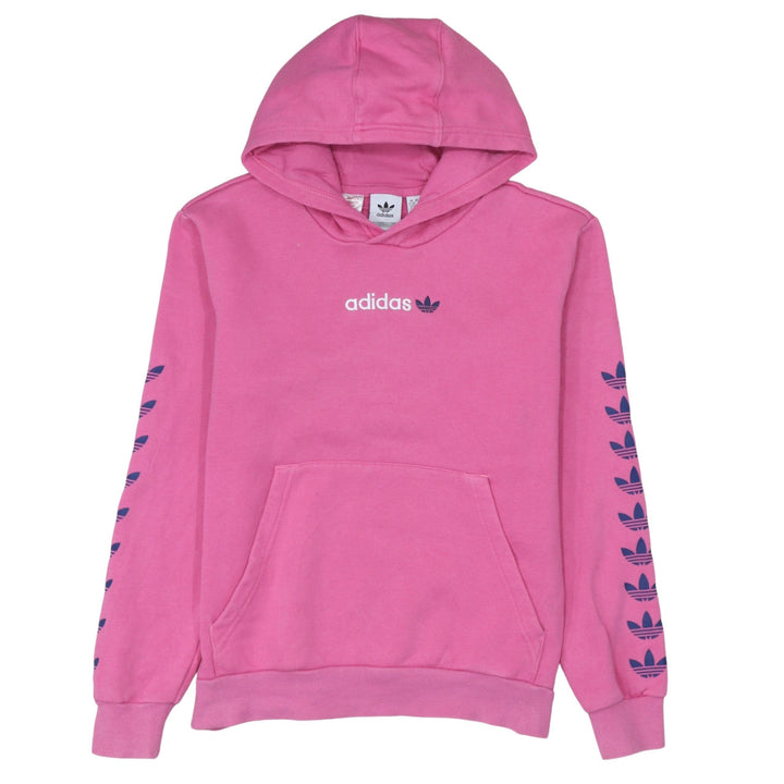 Adidas Girls Pink Pullover Hoodie 12-13 Years Logo Long Sleeve Fleece