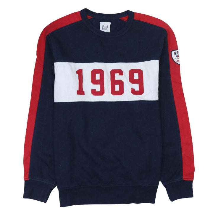 GAP Men’s Blue Red 1969 Crew Neck Pullover Sweatshirt Size S