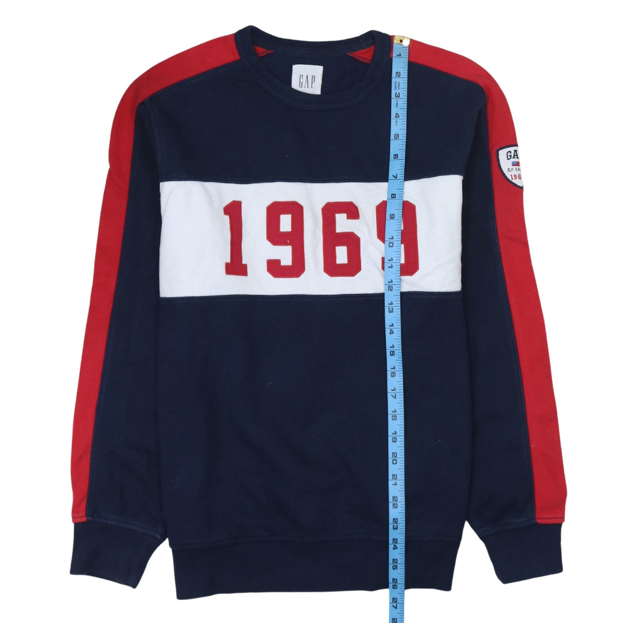 GAP Men’s Blue Red 1969 Crew Neck Pullover Sweatshirt Size S