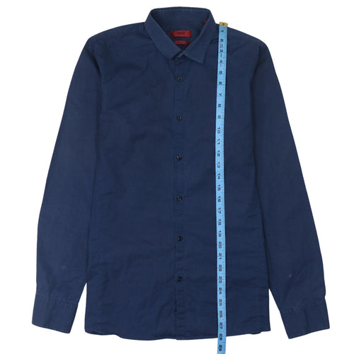 Hugo Boss Men's Blue Extra Slim Cotton Button-Up Shirt M