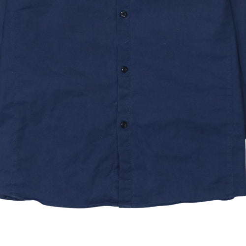 Hugo Boss Men's Blue Extra Slim Cotton Button-Up Shirt M