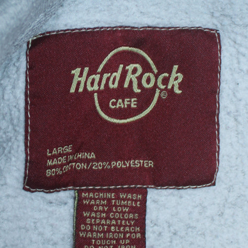 Hard Rock Cafe Women's Grey Pullover Hoodie Large Cotton Blend