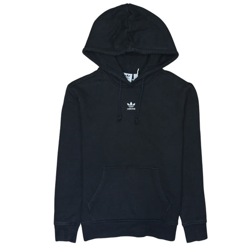 Adidas Womens Black Pullover Hoodie UK 8 Cotton Blend Logo Sweatshirt