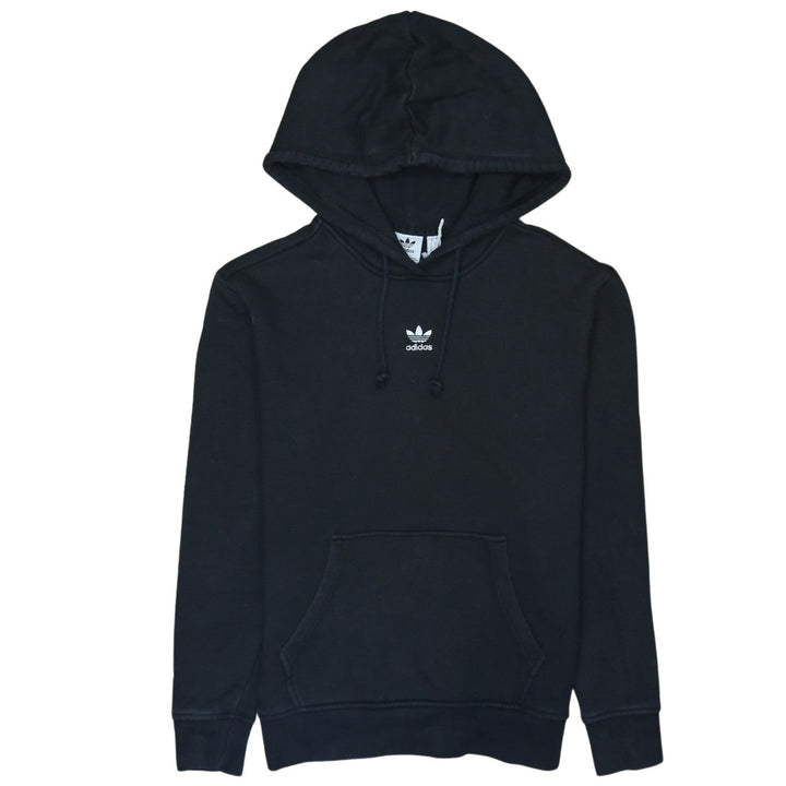 Adidas Womens Black Pullover Hoodie UK 8 Cotton Blend Logo Sweatshirt