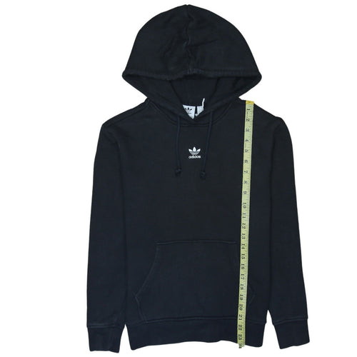 Adidas Womens Black Pullover Hoodie UK 8 Cotton Blend Logo Sweatshirt