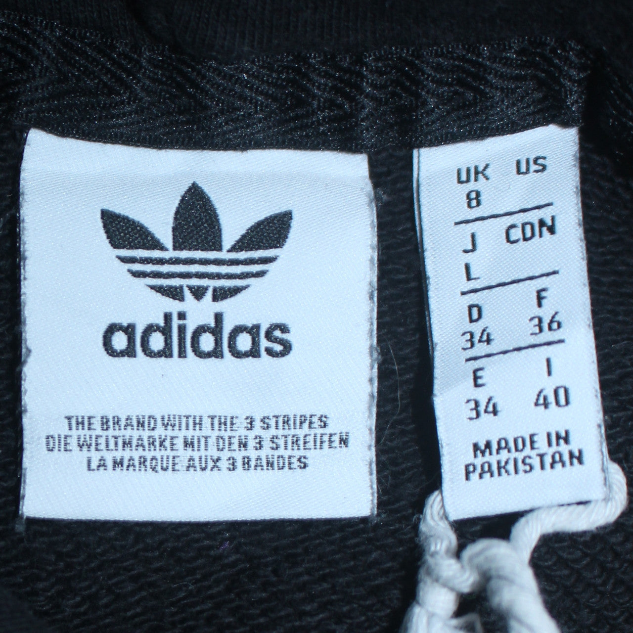 Adidas Womens Black Pullover Hoodie UK 8 Cotton Blend Logo Sweatshirt