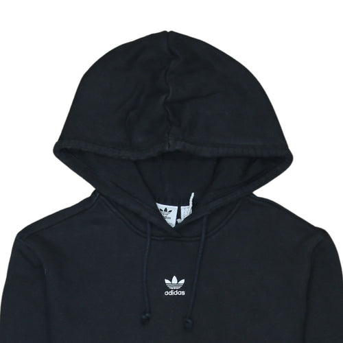 Adidas Womens Black Pullover Hoodie UK 8 Cotton Blend Logo Sweatshirt