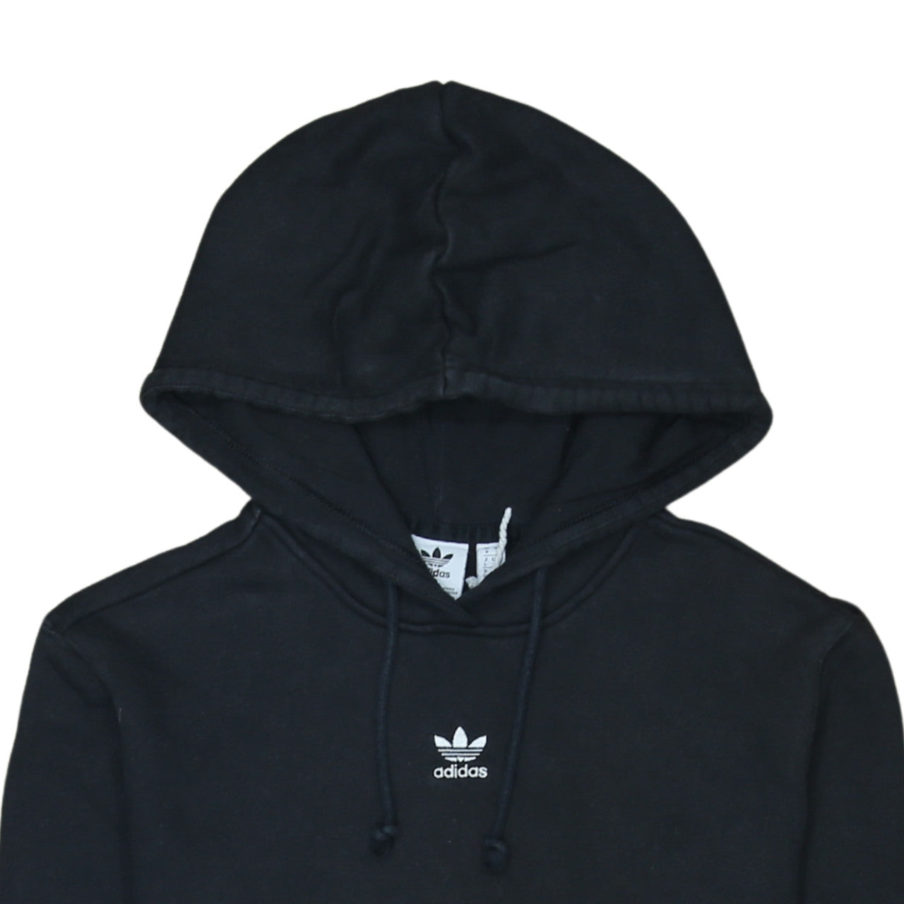 Adidas Womens Black Pullover Hoodie UK 8 Cotton Blend Logo Sweatshirt