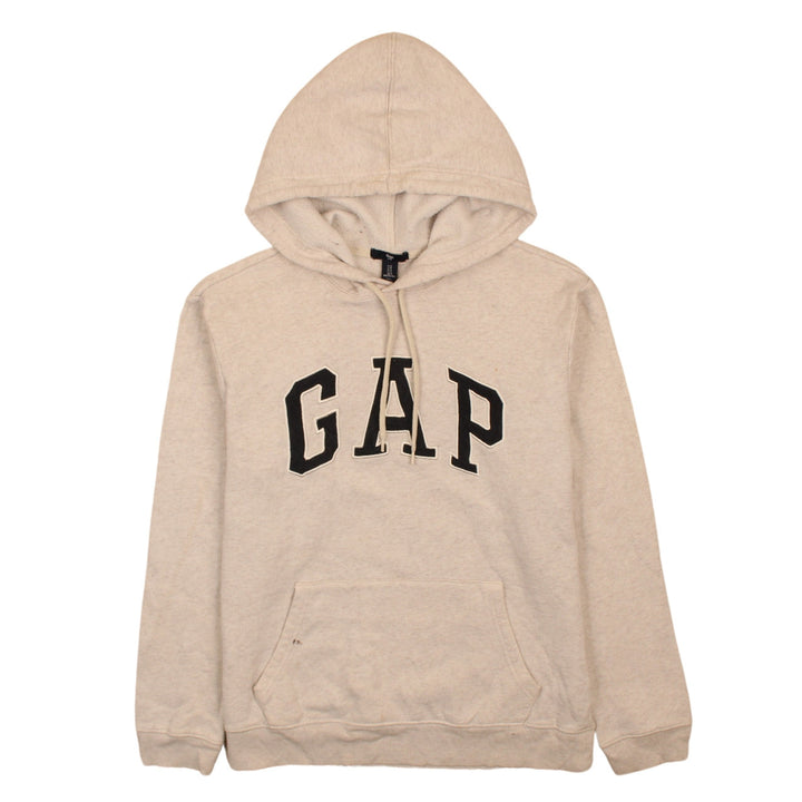 GAP Men's Beige Pullover Hoodie Small Fleece Logo Sweatshirt