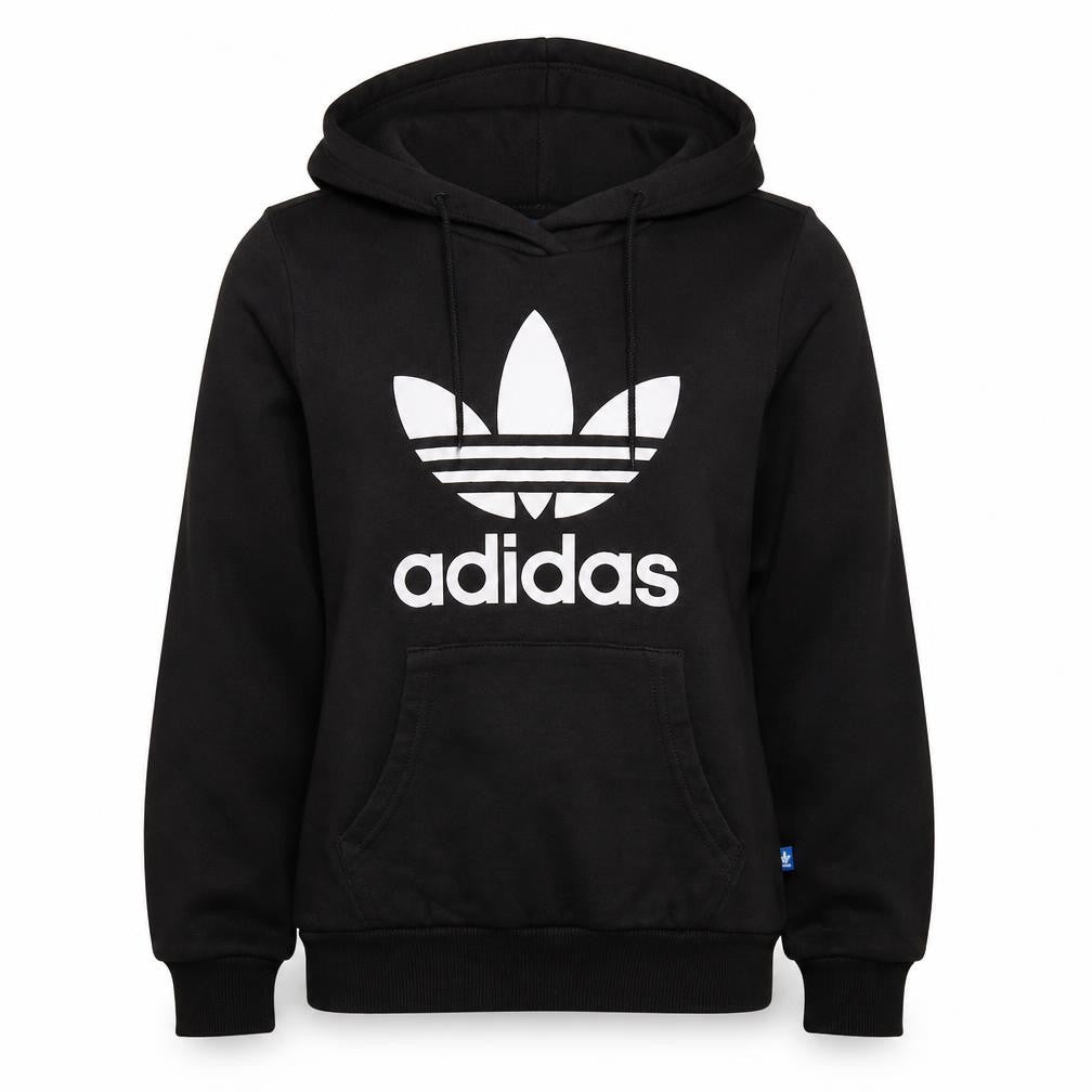 Front view of Adidas women’s black hoodie uk 8 pullover hooded sweatshirt