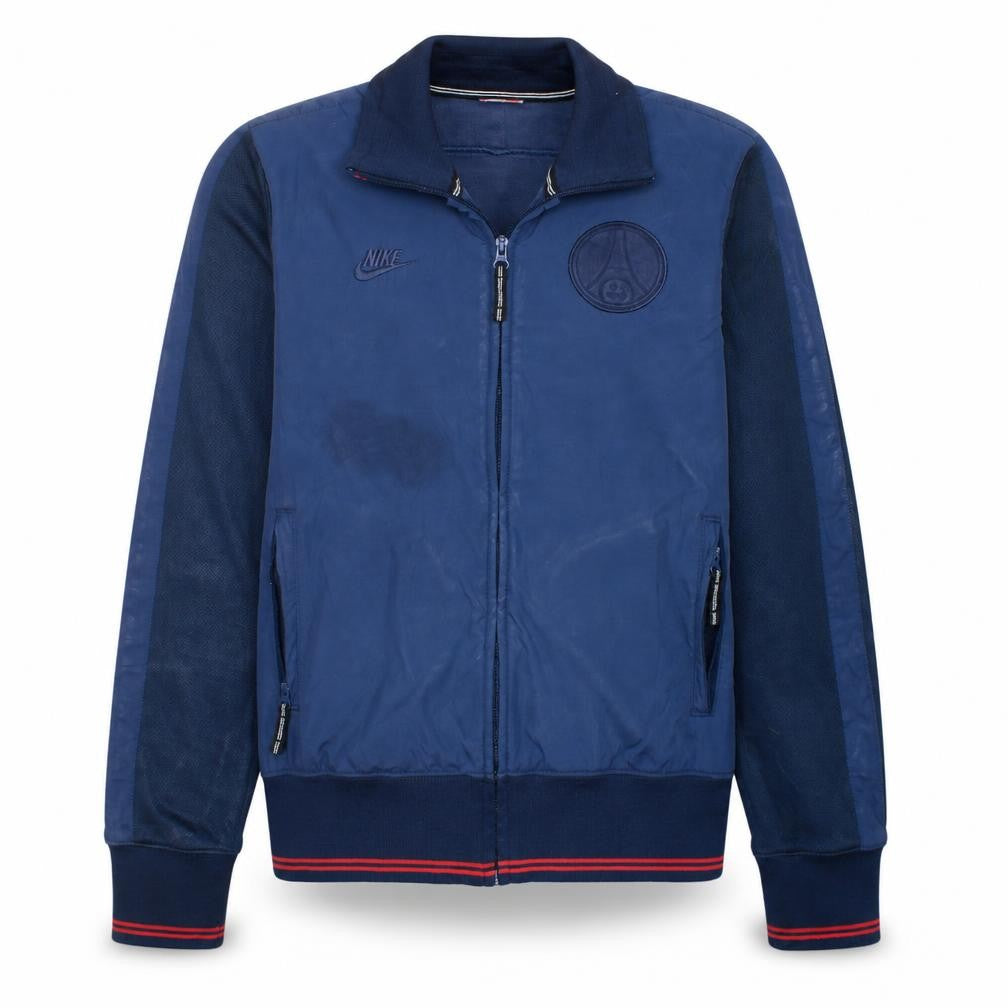 Front view of Nike Men's Blue Bomber Jacket, size S, Full Zip PSG Sportswear
