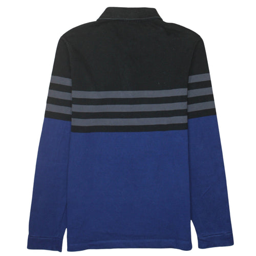 Lacoste Men’s Blue Black Striped Regular Fit Long Sleeve Polo Shirt Size S