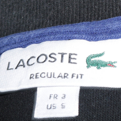 Lacoste Men’s Blue Black Striped Regular Fit Long Sleeve Polo Shirt Size S