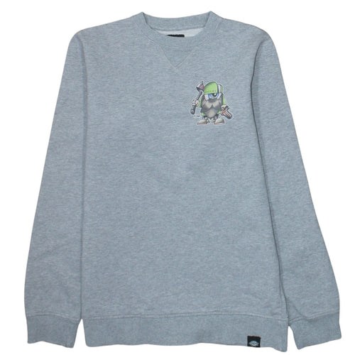 Dickies Men Grey Small Pullover Sweatshirt Graphic Crew Neck