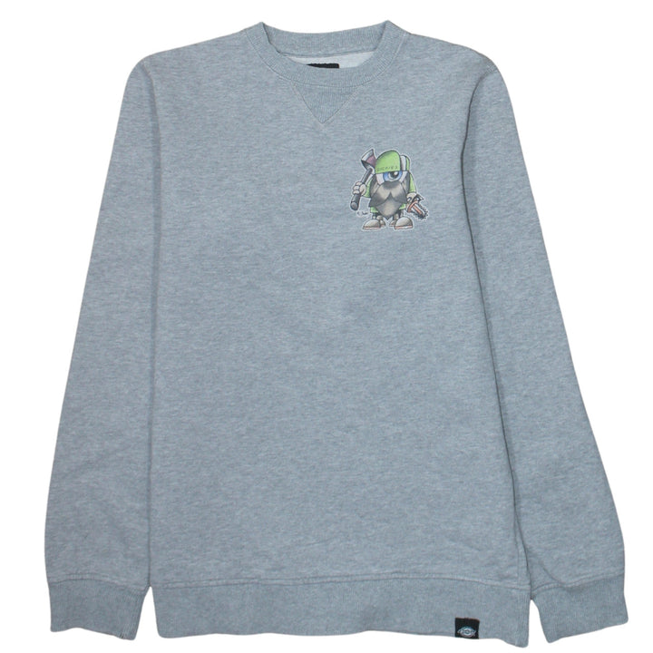 Dickies Men Grey Small Pullover Sweatshirt Graphic Crew Neck