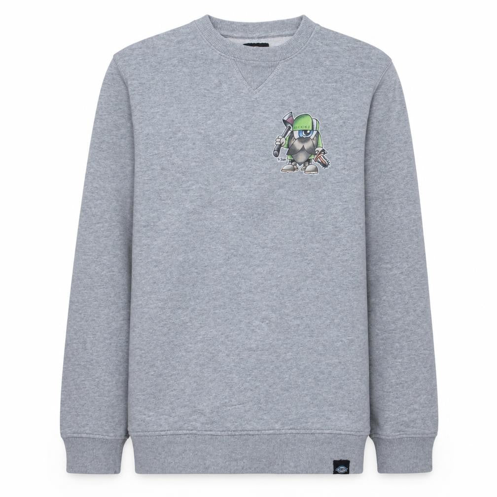 Dickies Men Grey Small Pullover Sweatshirt Graphic Crew Neck
