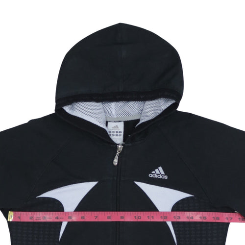 Adidas Women's Black Full Zip Hoodie Size 12 Hooded Sweatshirt