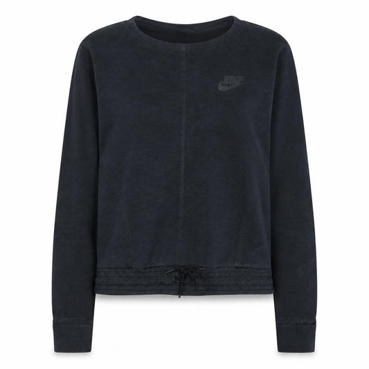 Front view of Nike Women Black Medium Pullover Sweatshirt with Drawstring Hem