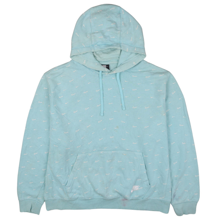 Nike Women’s Blue Pullover Hoodie XL Logo Print Casual Sweatshirt