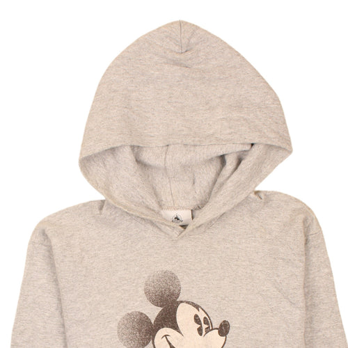 Disney Parks Girls Grey Mickey Mouse Pullover Hoodie Youth Large Cotton Blend