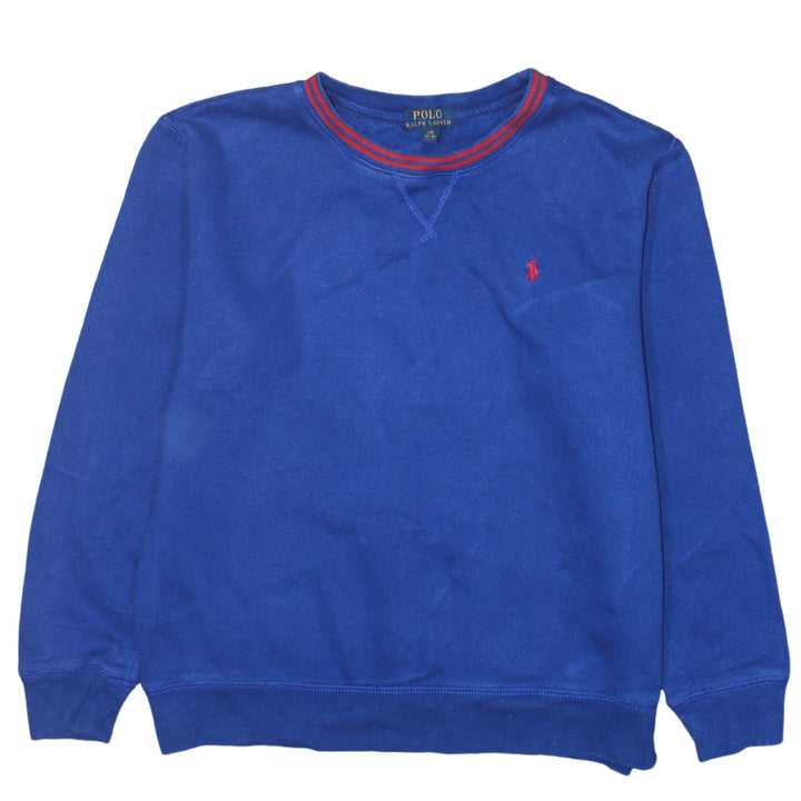 Polo Ralph Lauren Womens Blue Cotton Sweatshirt Size 14-16 Casual Crew Neck