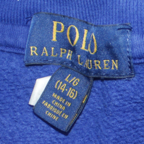 Polo Ralph Lauren Womens Blue Cotton Sweatshirt Size 14-16 Casual Crew Neck