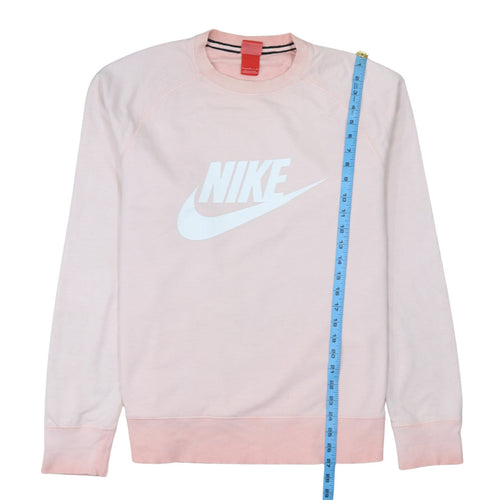 Nike Womens Pink Logo Pullover Sweatshirt Size L Cotton Crew Neck