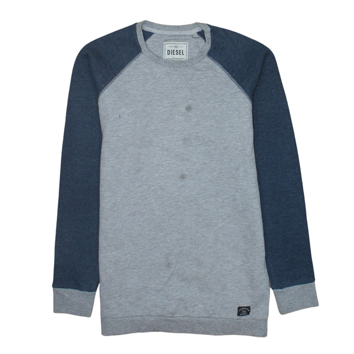 Diesel Mens Grey Blue Long Sleeve Crew Neck Pullover Sweatshirt L
