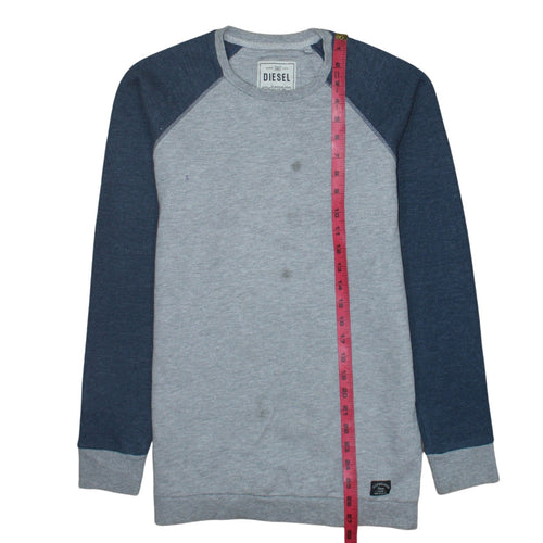 Diesel Mens Grey Blue Long Sleeve Crew Neck Pullover Sweatshirt L