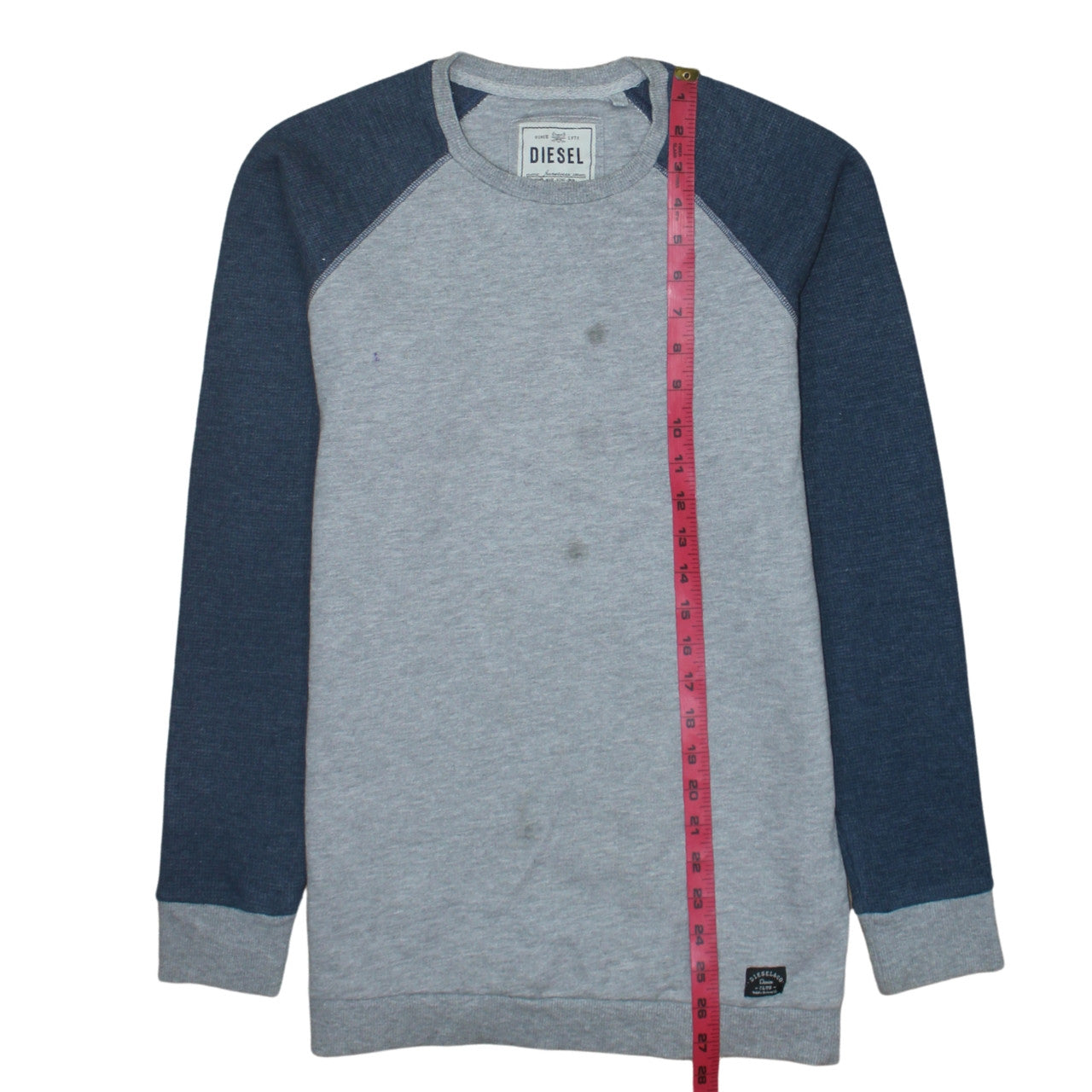 Diesel Mens Grey Blue Long Sleeve Crew Neck Pullover Sweatshirt L