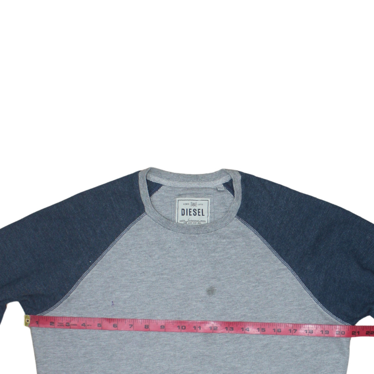 Diesel Mens Grey Blue Long Sleeve Crew Neck Pullover Sweatshirt L
