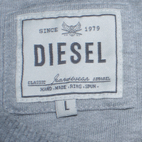 Diesel Mens Grey Blue Long Sleeve Crew Neck Pullover Sweatshirt L