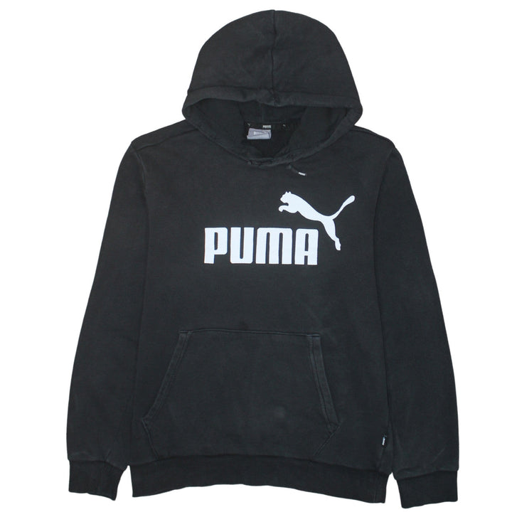 Puma Men's Black Small Pullover Hoodie with Logo Print