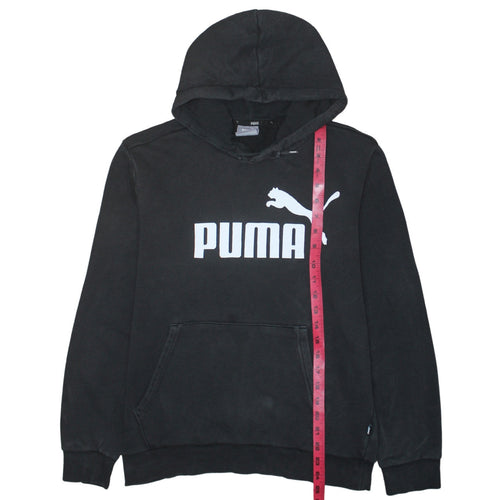 Puma Men's Black Small Pullover Hoodie with Logo Print