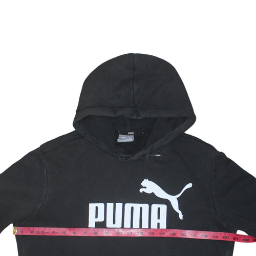 Puma Men's Black Small Pullover Hoodie with Logo Print