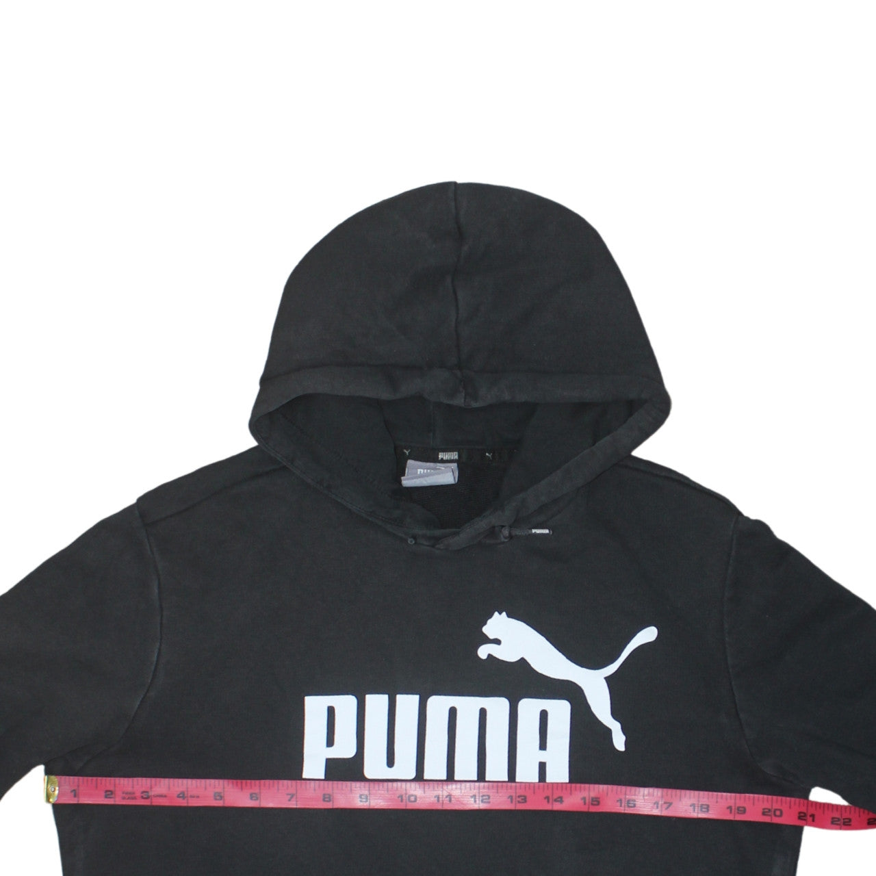 Puma Men's Black Small Pullover Hoodie with Logo Print