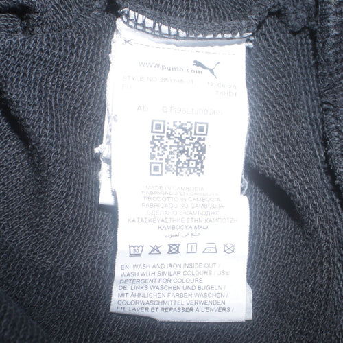 Puma Men's Black Small Pullover Hoodie with Logo Print
