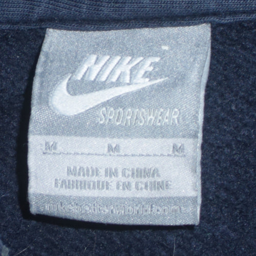 Nike Mens Blue Full Zip Hoodie Size M Cotton Fleece Sweatshirt