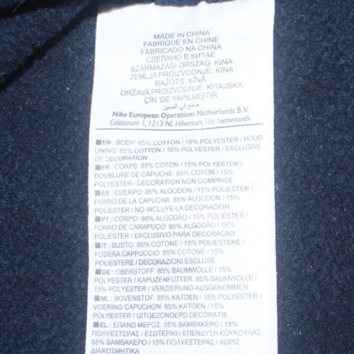 Nike Mens Blue Full Zip Hoodie Size M Cotton Fleece Sweatshirt